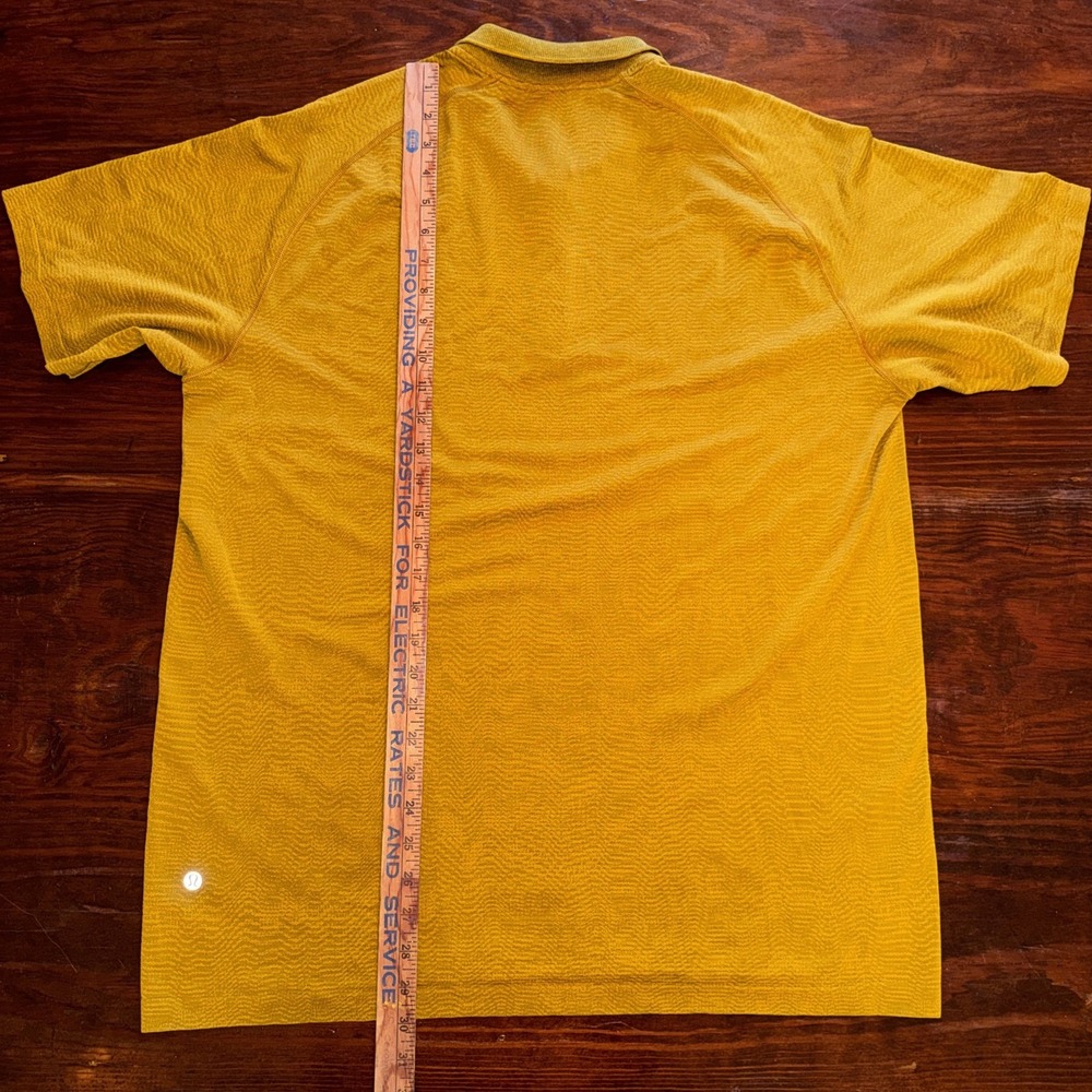 Lululemon Men's Yellow‎ Gold Metal Vent Tech Polo 2.0 Texture Size XXL 2XL - Picture 10 of 11